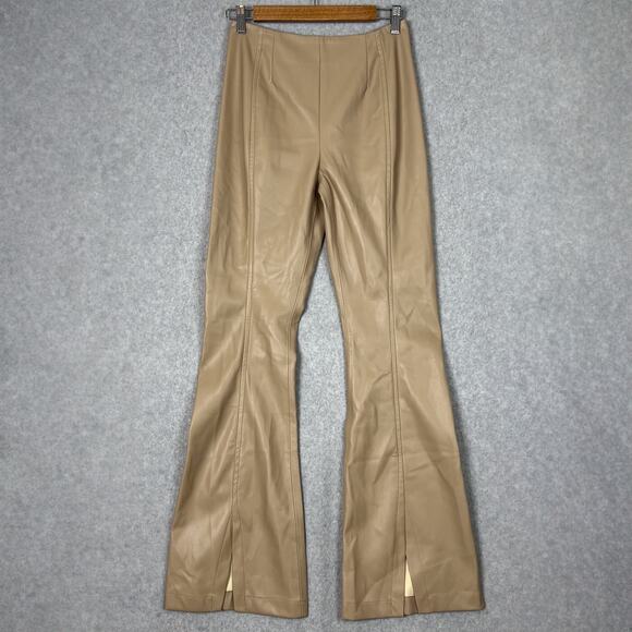 Free People We the Free Beige Real Deal Slit Hem Vegan Flare High Rise Pant S 27 - Picture 2 of 8